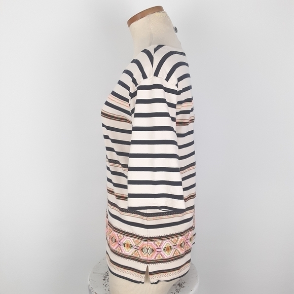 J. Crew Stripe Top With Embroidery Detailing Size Small - Picture 4 of 9